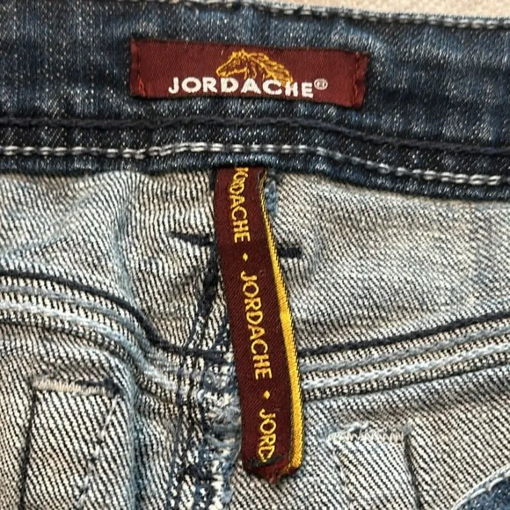 Vintage 90s Jordache Denim Mini Skirt Button Fly Front Womens 26 Raw Hem Y2K
